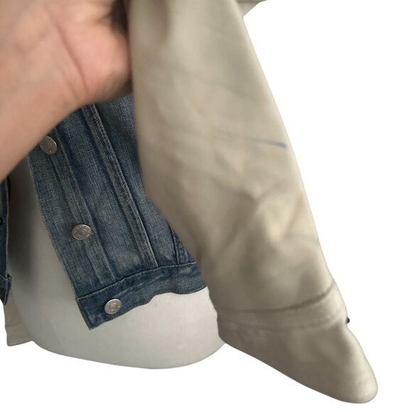 RAG & BONE Denim Cream Leather Jacket Size Small - Picture 8 of 12